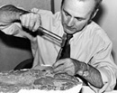 René Bureau preparing a Miguasha fish fossil